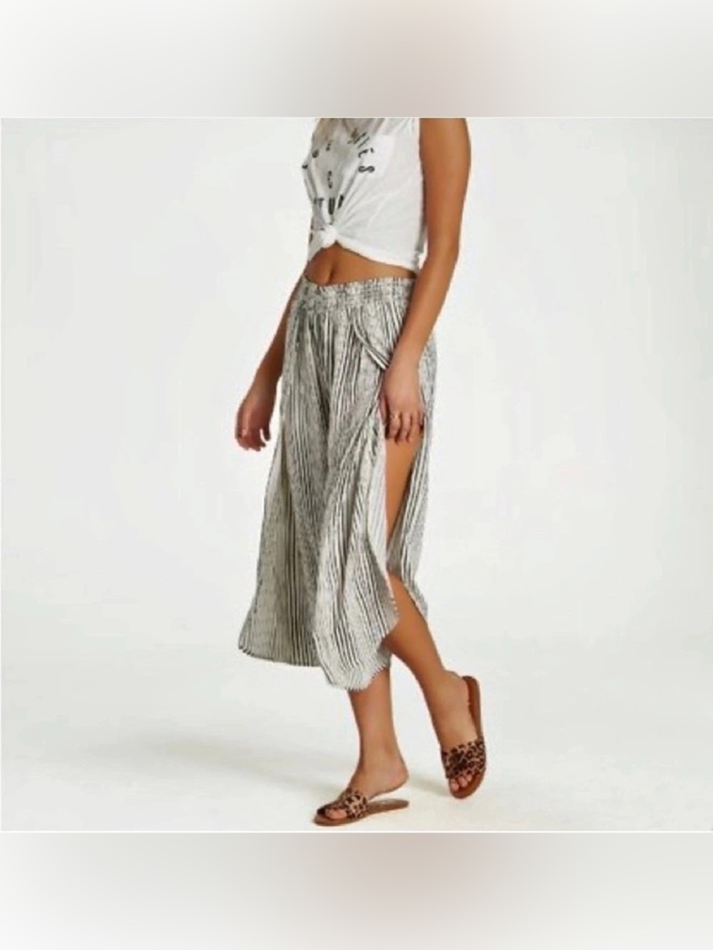 Billabong Wandering Skies Cropped Striped Wide Leg Pants size S